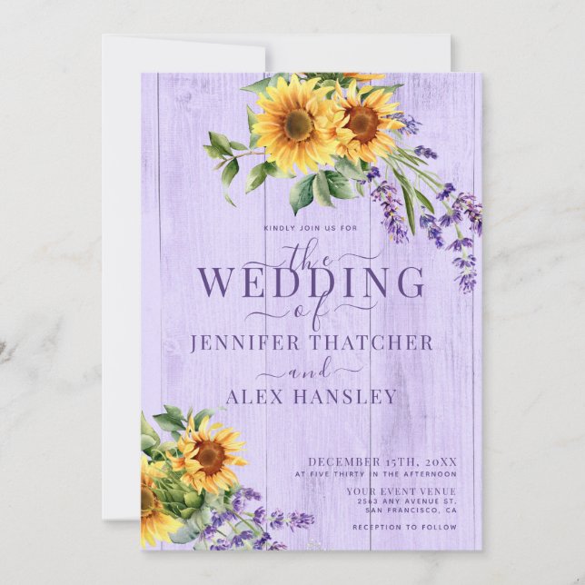 Invitación Boda floral ruso de girasoles (Anverso)