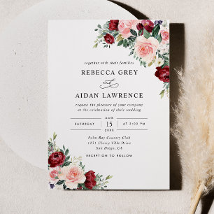 Invitación Boda floral ruso de Rubor en Borgoña