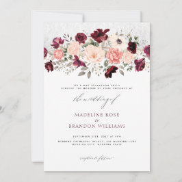 Invitación Boda floral ruso de Rubor en Borgoña