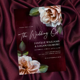 Invitación Boda floral ruso oscuro + amoroso