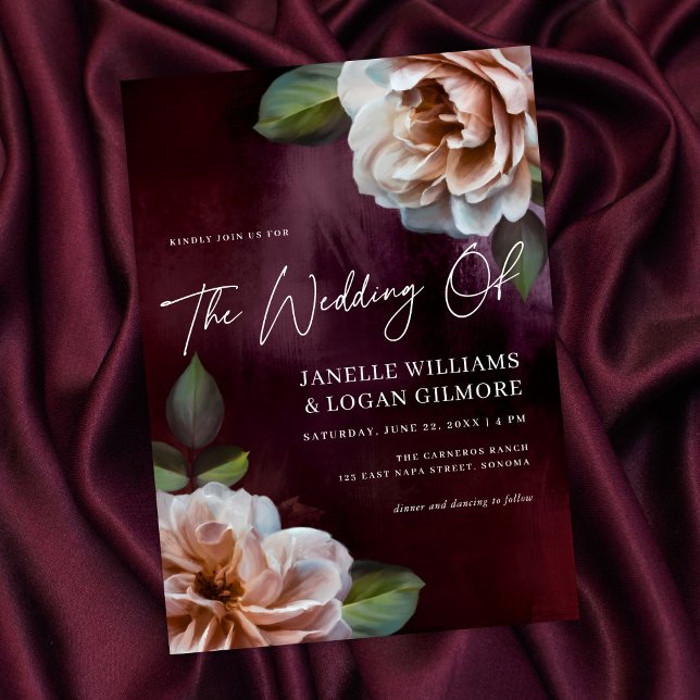 Invitación Boda floral ruso oscuro + amoroso (Subido por el creador)