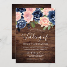 Boda floral Rustic Wood Rubor & Navy