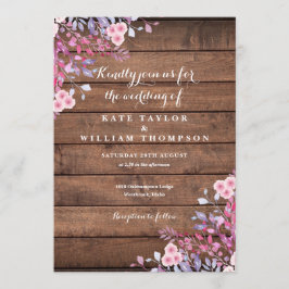Invitación Boda Floral Rustic Wood Wildflowers