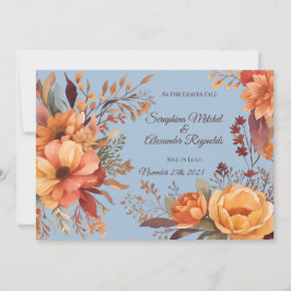 Invitación Boda Floral Rústica Acuarela de Otoño