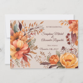 Invitación Boda Floral Rústica Acuarela de Otoño