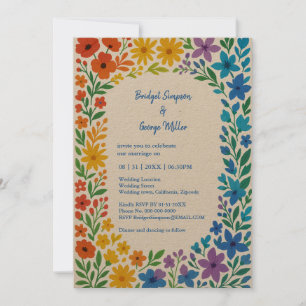 Invitación Boda floral rústica arcoíris