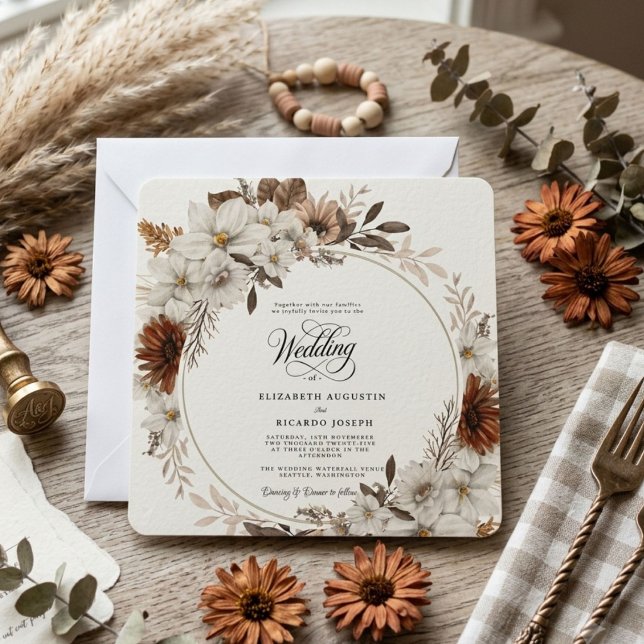 Invitación Boda Floral Rústica Boho (Subido por el creador)