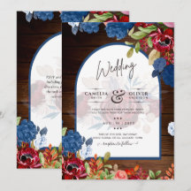 Boda Floral Rústica Borgoña Azul
