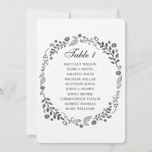 Invitación Boda floral rústica. Carta de asientos country kra