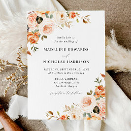 Invitación Boda floral rústica de acuarela de otoño