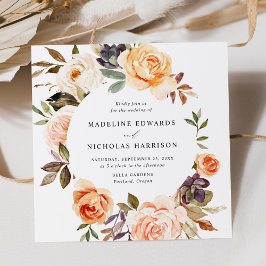 Invitación Boda floral rústica de acuarela de otoño