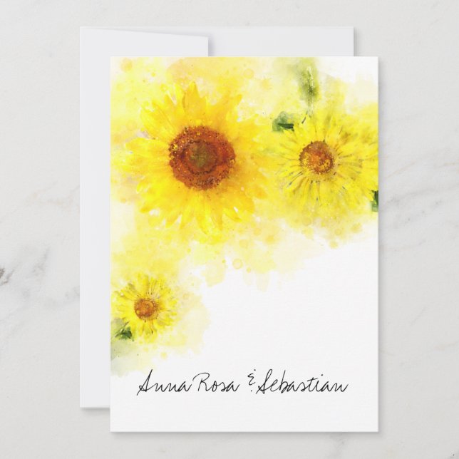 Invitación *~* Boda floral rústica de girasol en el campo (Anverso)
