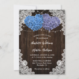 Invitación Boda Floral Rústica de Morado y Azul Elegante