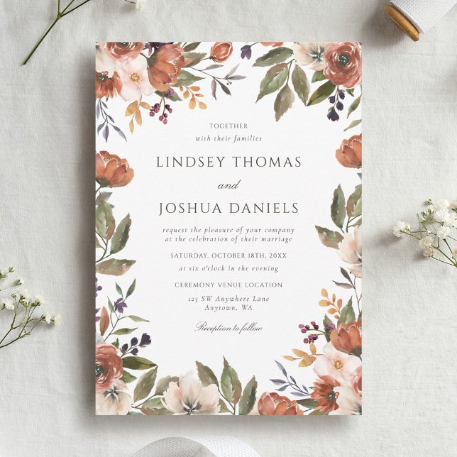 Invitación Boda floral rústica de otoño (Subido por el creador)