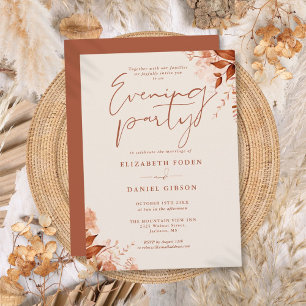 Invitación Boda Floral Rústica de Otoño Tarde de Fiesta