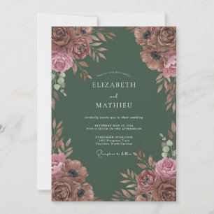 Invitación Boda floral rústica de terracota