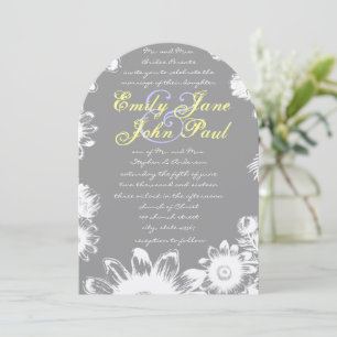 Invitación Boda floral Rústica Lilac amarillo Gris