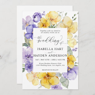 Invitación Boda floral Rústica Lilac morado de lavanda amaril