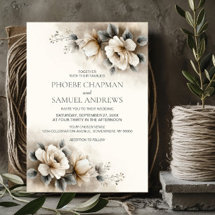 Invitación Boda floral rústica neutral