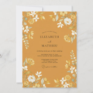 Invitación Boda floral rústica ocra