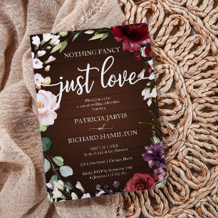 Invitación Boda Floral Rústica Sin Adornos Solo Amor