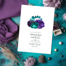 Boda floral rústica violeta y turquesa