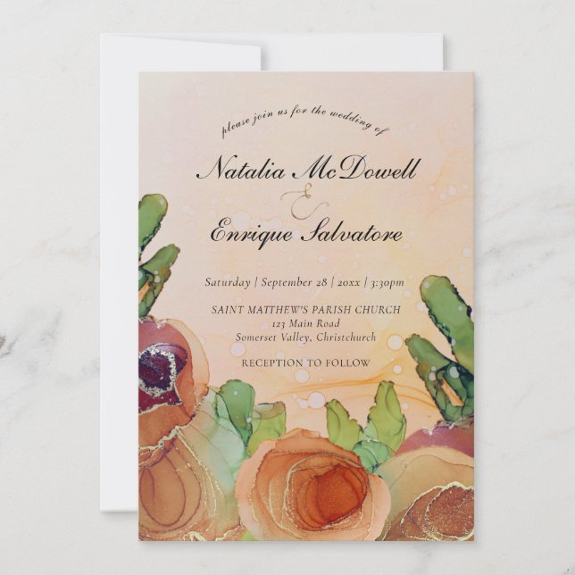 Invitación Boda floral rústico (Anverso)