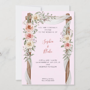 Invitación Boda floral rústico Arch Boda rosado