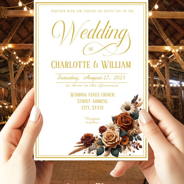 Invitación Boda floral rústico de escritura formal (Subido por el creador)