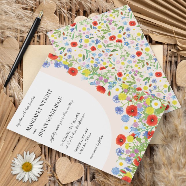 Invitación Boda floral rústico de flor silvestre (Wildflower Rustic Country Floral Wedding Invitation)