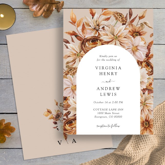Invitación Boda floral rústico de otoño (Watercolor Fall Rustic Floral Wedding Invitation by Painted Paperie
)