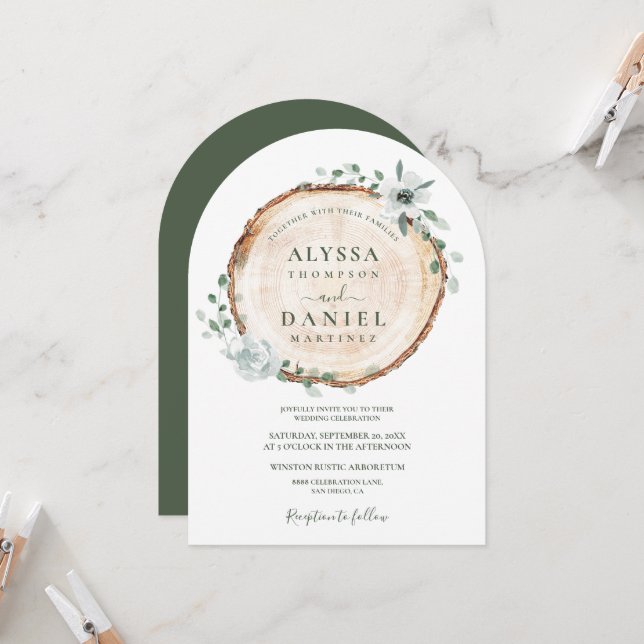 Invitación Boda floral Rústico de Woodland Sage Watercolor (Anverso/Reverso In Situ)