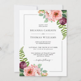 Invitación Boda floral rustico elegante