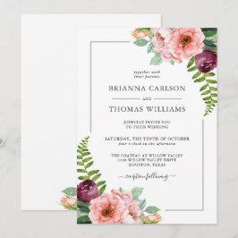 Invitación Boda floral rustico elegante