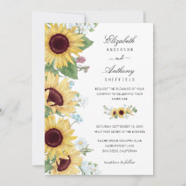 Invitación Boda floral rústico elegante de girasol