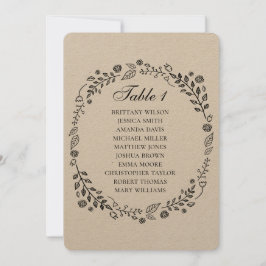 Invitación Boda floral rústico. Gráfico de asientos en kraft 