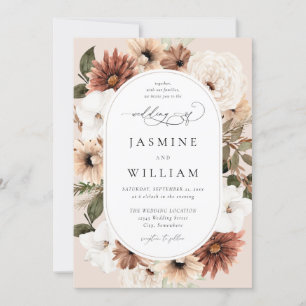 Invitación Boda floral Rústico Neutral Boho S2 - Beige