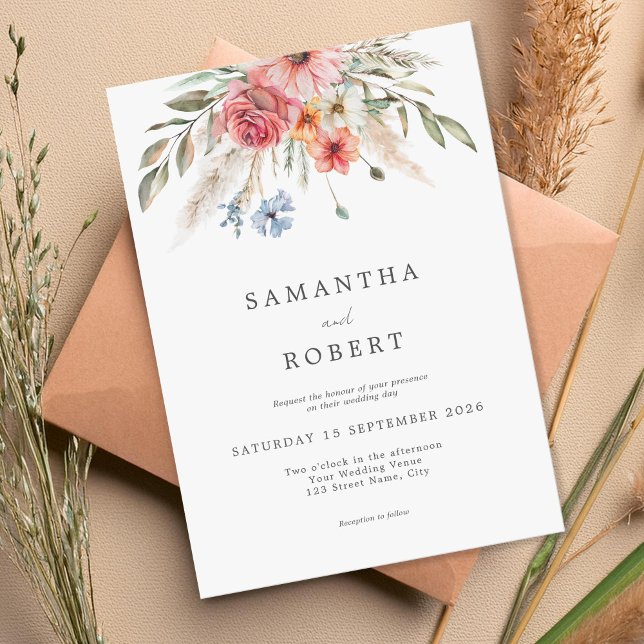 Invitación Boda floral rústico simple y elegante (Subido por el creador)