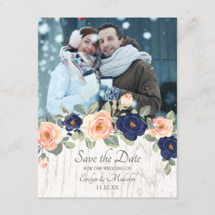 Invitación Boda floral Rústico y azul de la marina