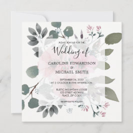 Invitación Boda floral rústico y elegante de acuarela botánic