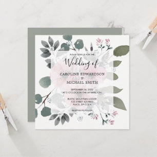 Invitación Boda floral rústico y elegante de acuarela botánic