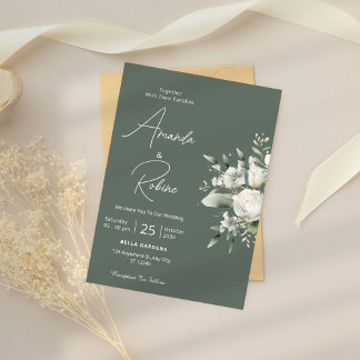 Invitación Boda floral Sage Green Watercolor