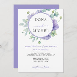 Invitación Boda floral salvaje de verano violeta rústica