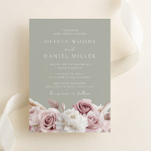 Invitación Boda Floral Salvia Rosa Polvorienta de Diseñador