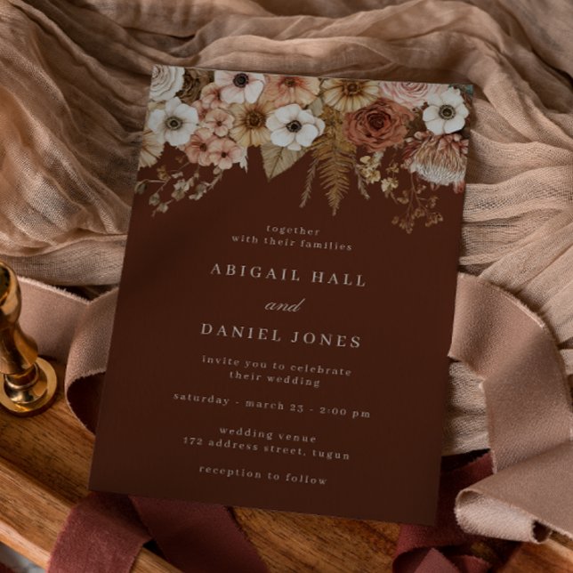 Invitación Boda floral seco bohemio moderno (Subido por el creador)