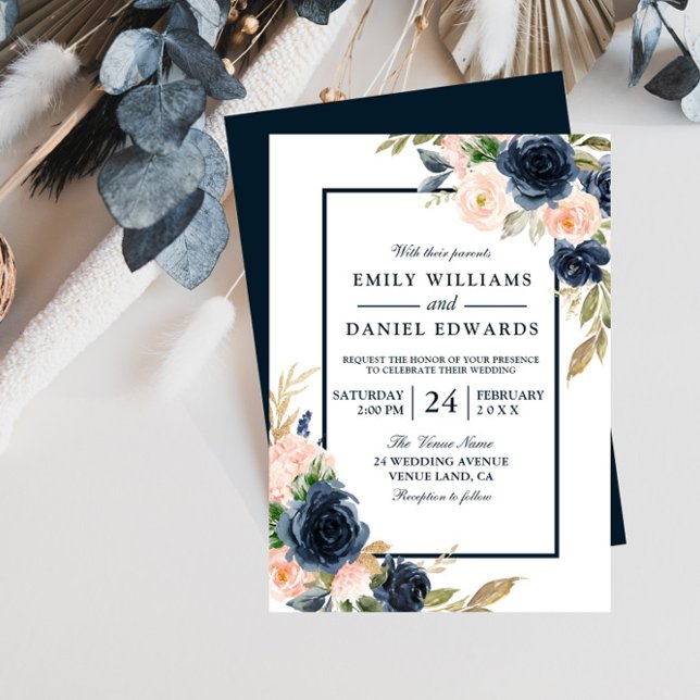 Invitación Boda floral selecta de la Marina y Rubor (Subido por el creador)