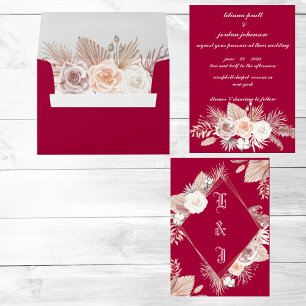 Invitación Boda FLORAL SENCILLO DE BOHO MAGENTA
