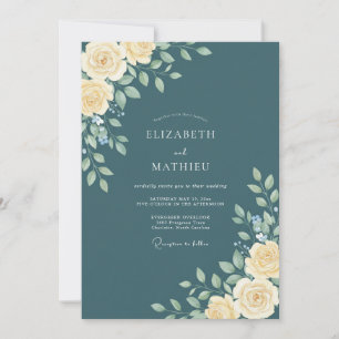 Invitación Boda floral serafín teal