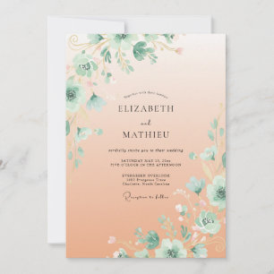 Invitación Boda Floral Serena de Melocotón