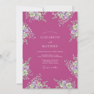 Invitación Boda floral serena magenta
